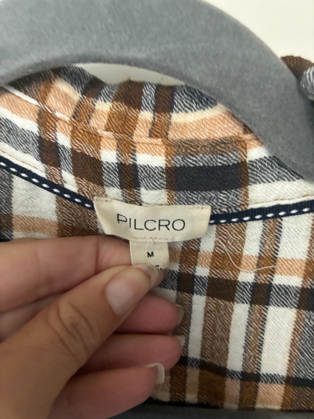 Anthropologie Pilcro Hadley Relaxed Plaid Button Down Shirt Brown Size Medium - Picture 6 of 6